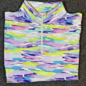 IBKÜL Golf Fishing Shirt Womens M Multi Tie Dye UPF 50+ Quick Dry Quarter Zip
